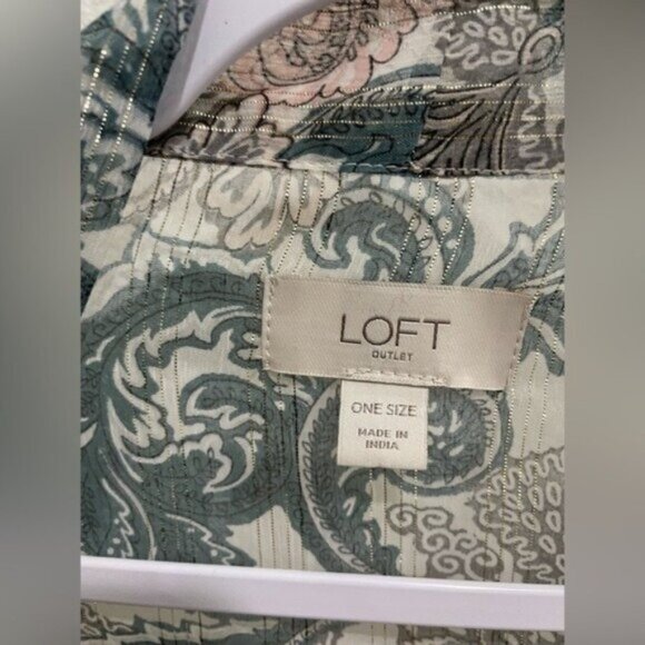 LOFT Floral lightweight Boho Cardigan Topper Western Shabby Chic Kimono Sleeve - Picture 5 of 6